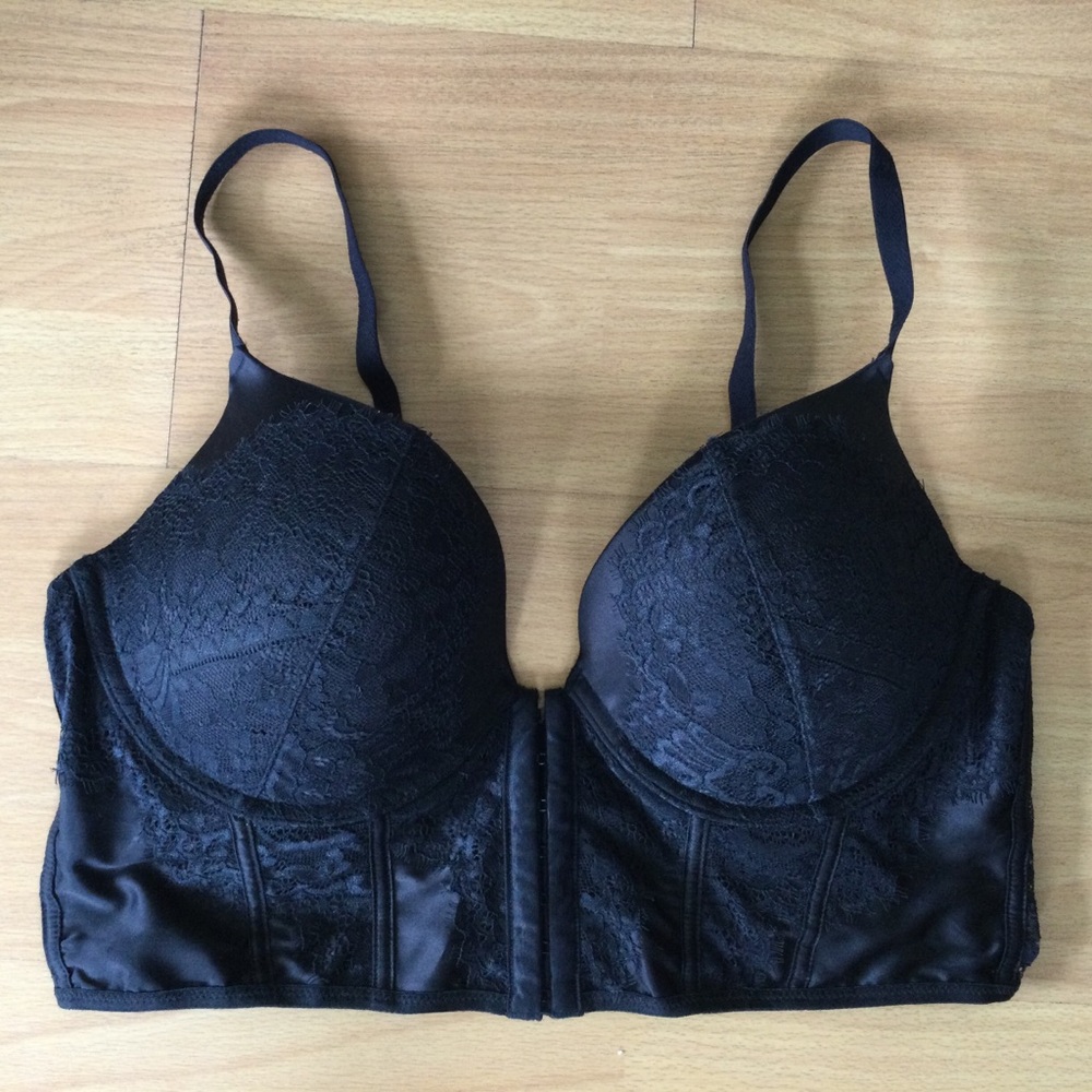 La Senza Bra XL Band 30 To 34 Corset Underwire Padded Black Lace